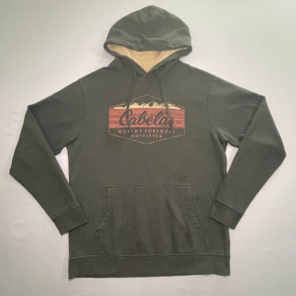 Cabela's Men's Green Hoodie | Spell Out Pullover | Outdoor Hunting Sweatshirt - Picture 1 of 5
